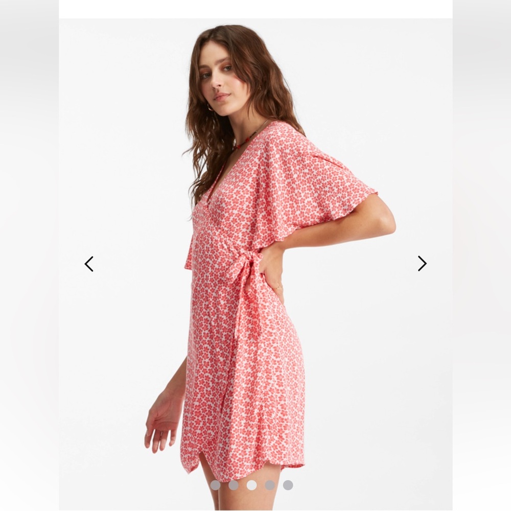 Billabong All For You Red Floral Wrap Dress - Picture 14 of 15